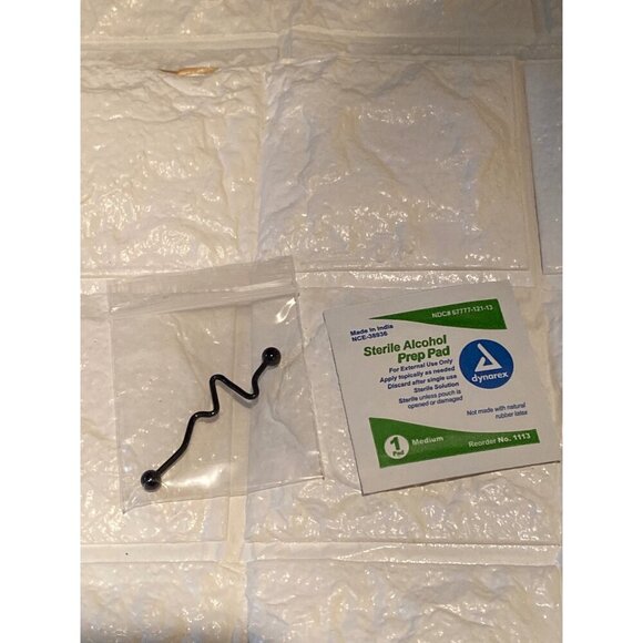 Zig Zag Barbell 14G Surgical Steel Industrial Piercing Jewelry 316L Unisex Black - Picture 5 of 5